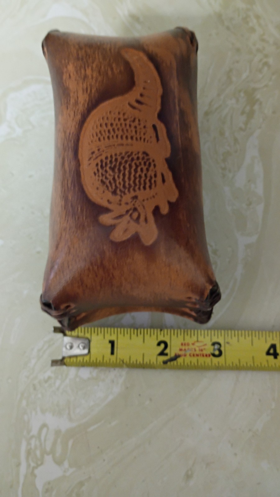 Leather Trinket Box Armadillo Stamped