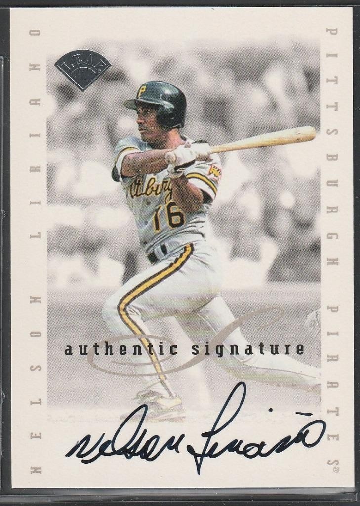184,1996 Leaf Signature, Original Autograph of Nelson Liriano, Pirates
