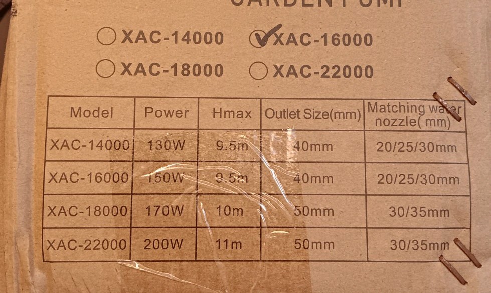 AC Variable Frequency Garden Pump. Aquarium Water Pump XAC-16000