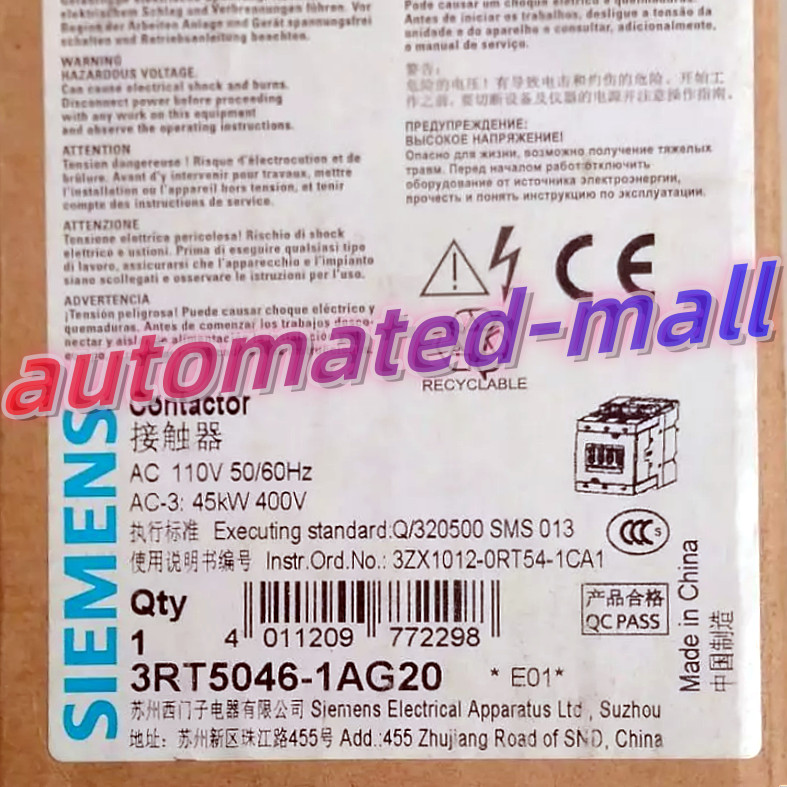 1 PC NEW SIEMENS Ac contactor 3RT5046-1AG20 Expedited Shipping