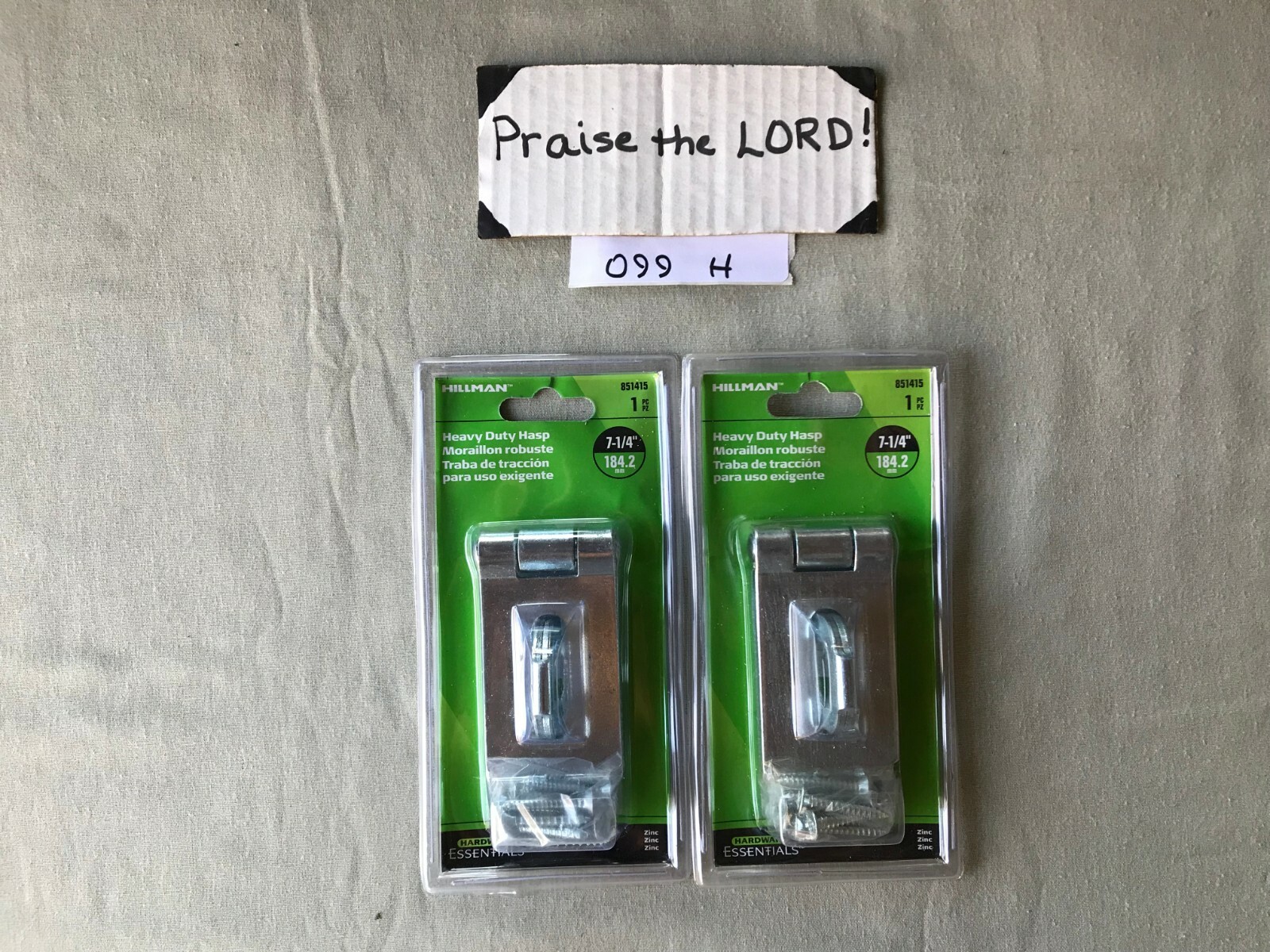 Lot of 2 Zinc Hillman Hardware 7-1/4'' Heavy Duty Hasp 851415