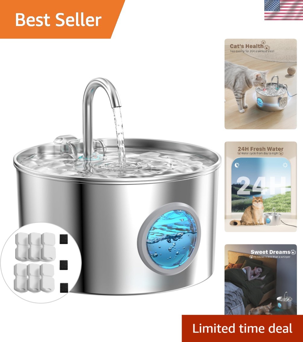 SUS304 Stainless Steel Cat Water Fountain - 2.2L Capacity and Easy Maintenance