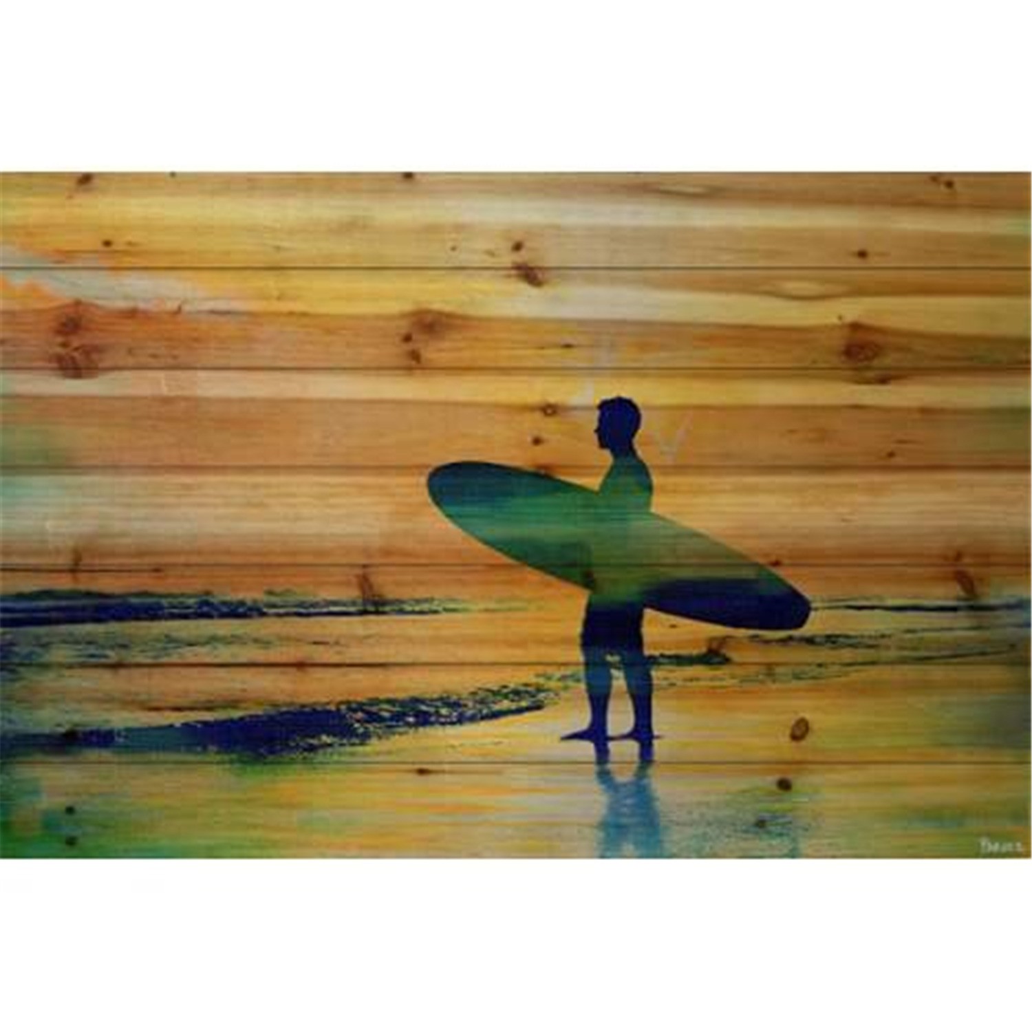 Surf at Dusk by Parvez Taj Painting Print on Natural Pine Wood