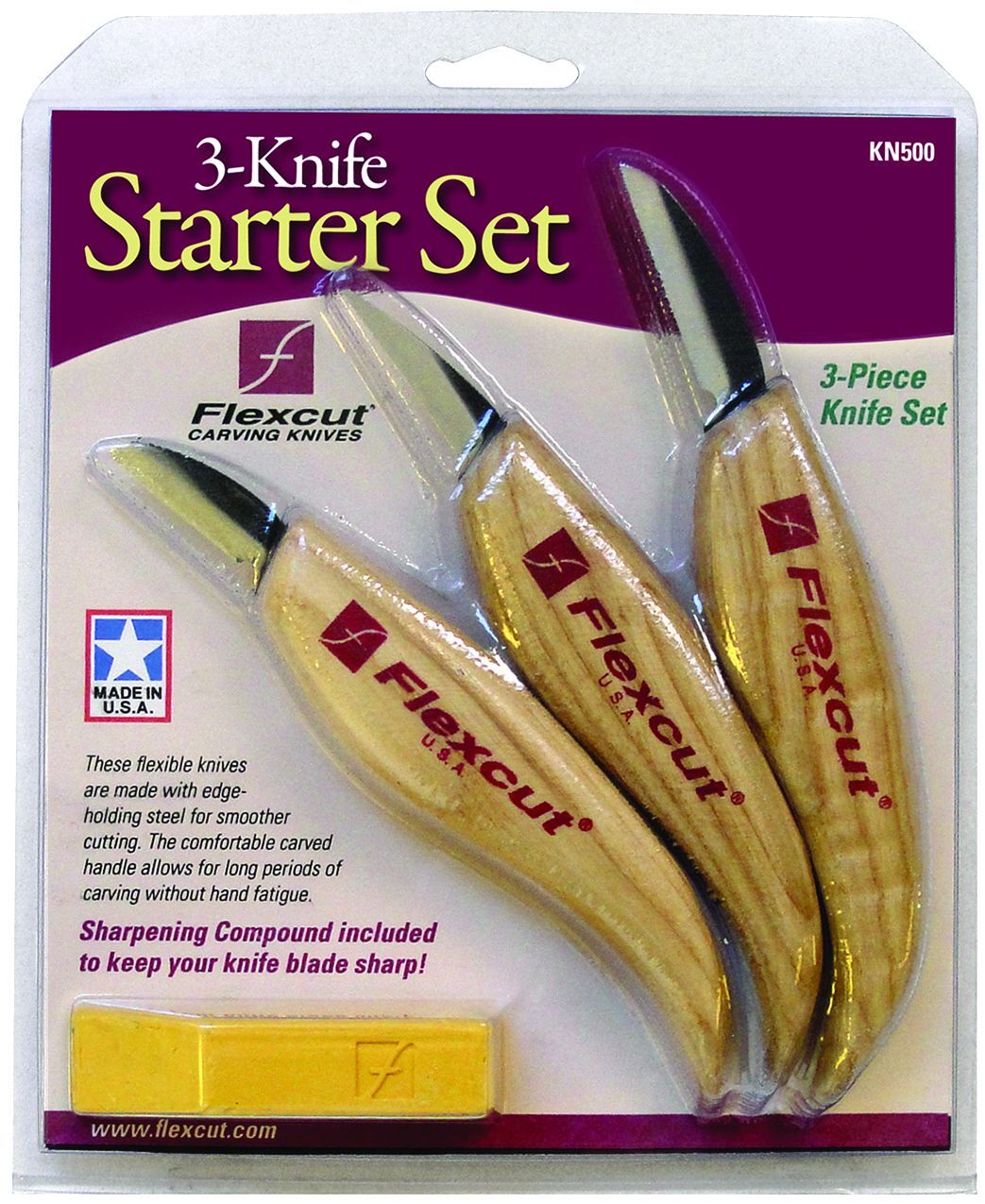 Flexcut Knife Starter Set HighCarbon Steel Blades With Ergonomic Wood Ha G1N