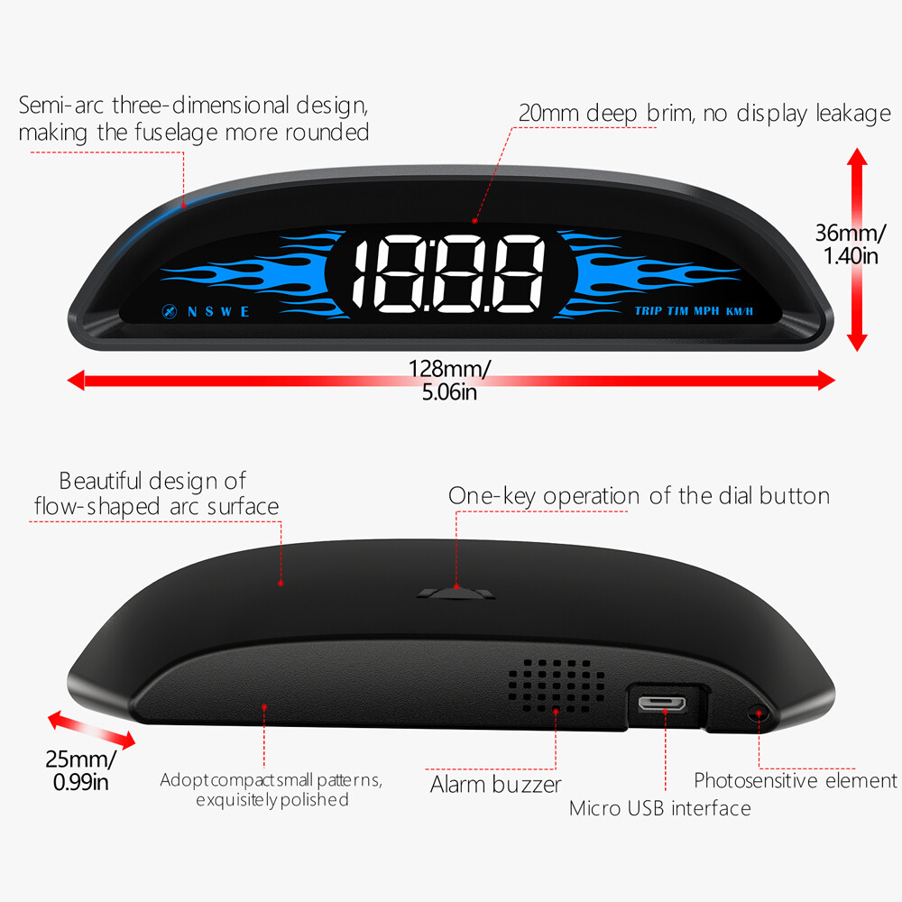 Universal HUD GPS Head Up Display Speedometer Odometer Car Digital Speed HD US