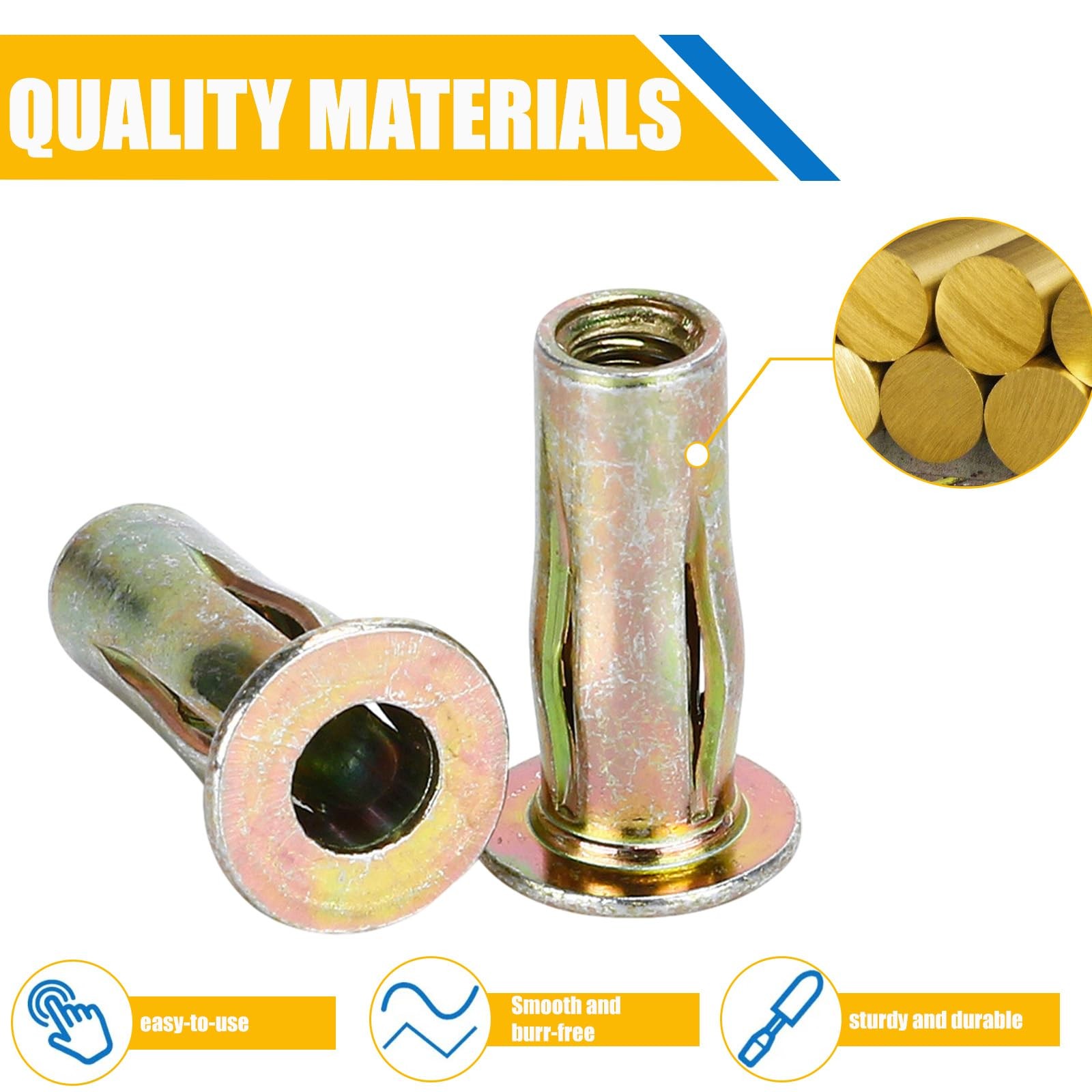 30 PCS M5 Carbon Steel Rivet Nuts Lantern Style Threaded Insert Grooved Body