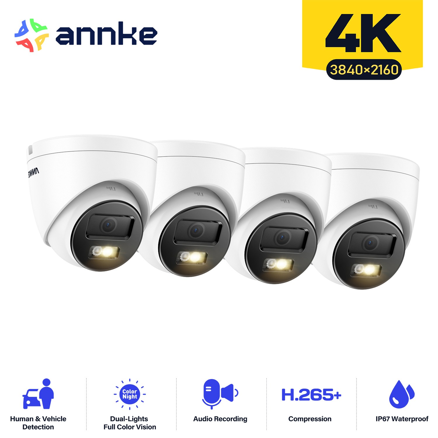 ANNKE 4K POE Security IP Camera Audio Recording C800 Outdoor AI Human Detection