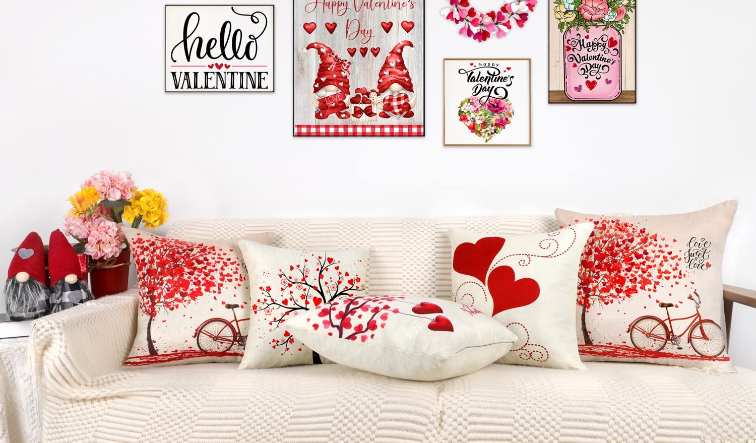 4TH Emotion Valentines Day Throw 18" x (Pack of 4), Love Tree, Set 4