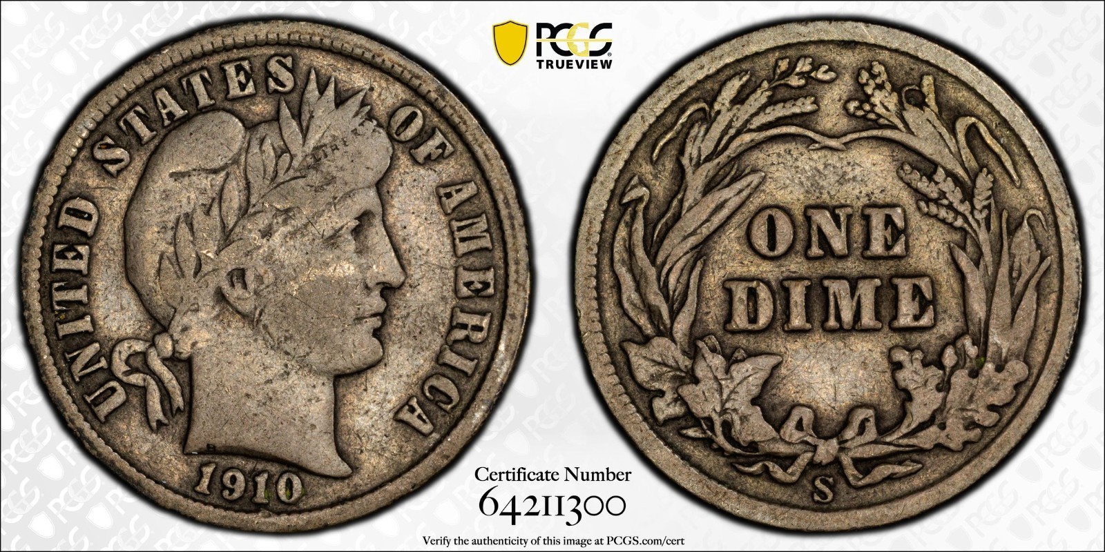 1910 S Barber Dime  PCGS F 15   Excellent Original Better Date w/ Full LIBERTY