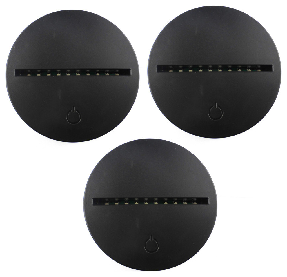 3 Black LED Lamp Bases with USB or Battery and Touch control.