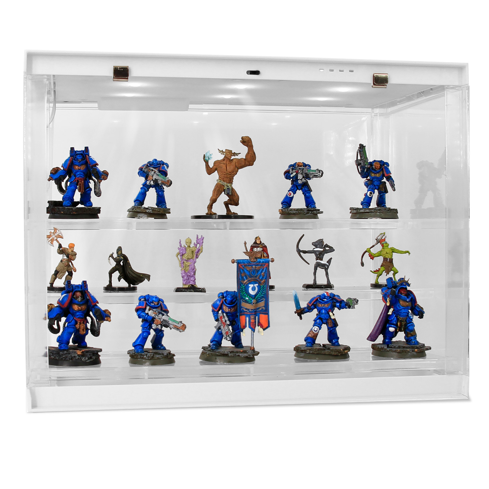 CASEMATIX LED Miniature Display Case – 3-Tier Acrylic Figurine Storage Box