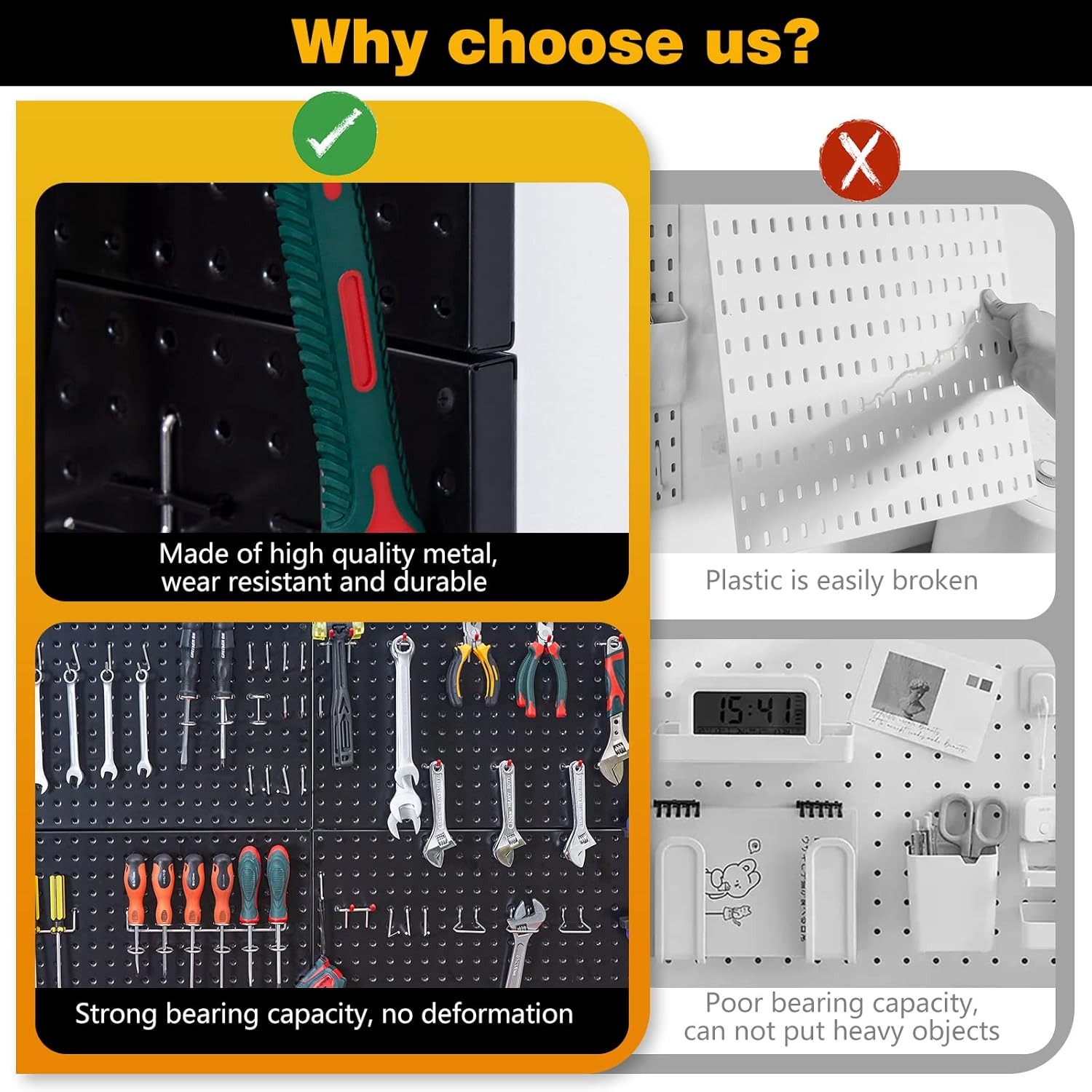 2 Pcs Metal Pegboard Wall Panels, Peg Boards