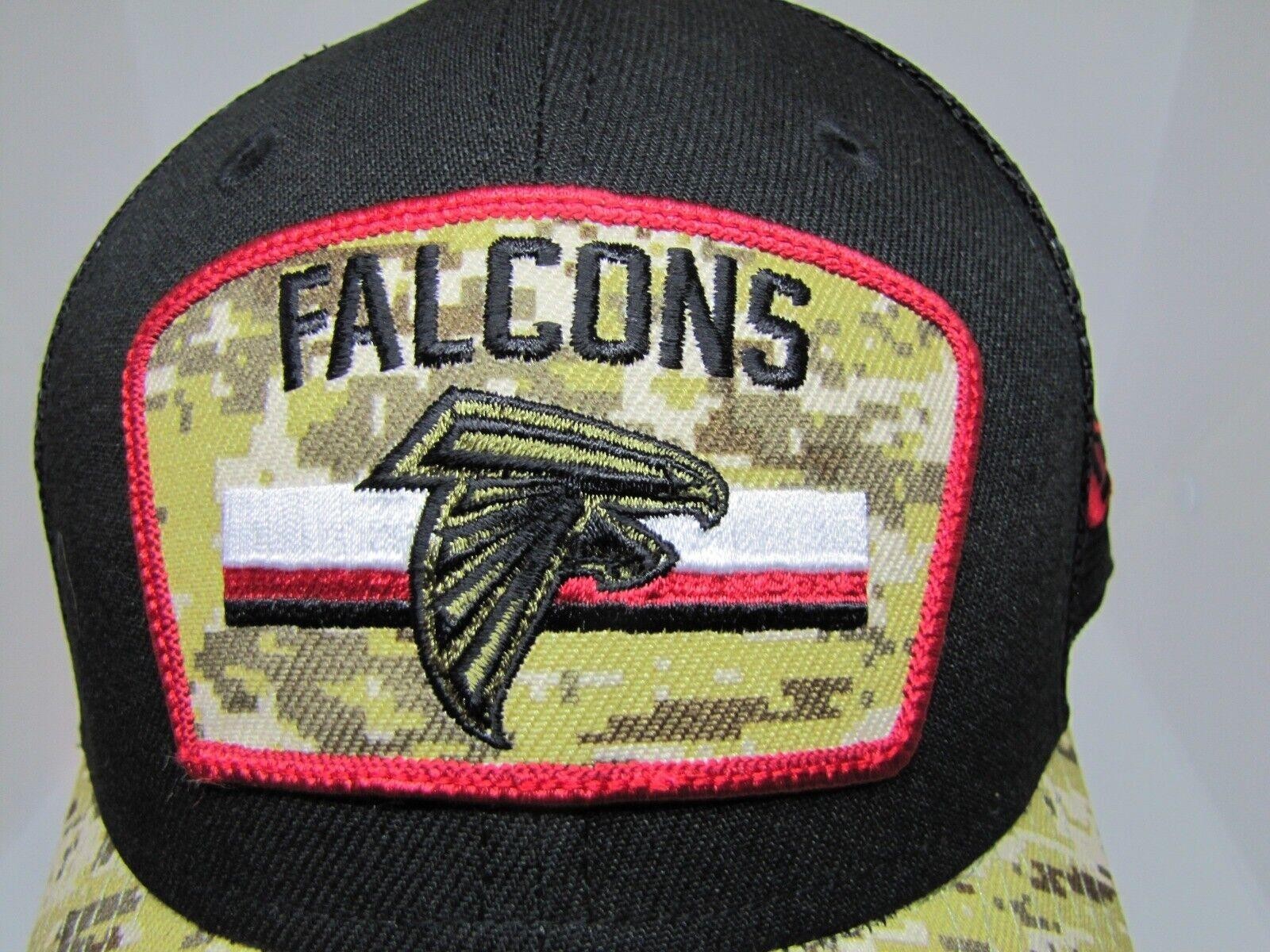 ATLANTA FALCONS SALUTE TO SERVICE NFL CAMO BILL HAT ADJUSTABLE USA FLAG