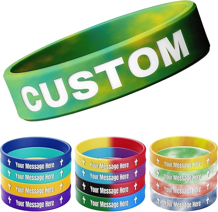 20Pcs Personalized Rubber Bracelets Custom Silicone Wristbands Text Name Gifts