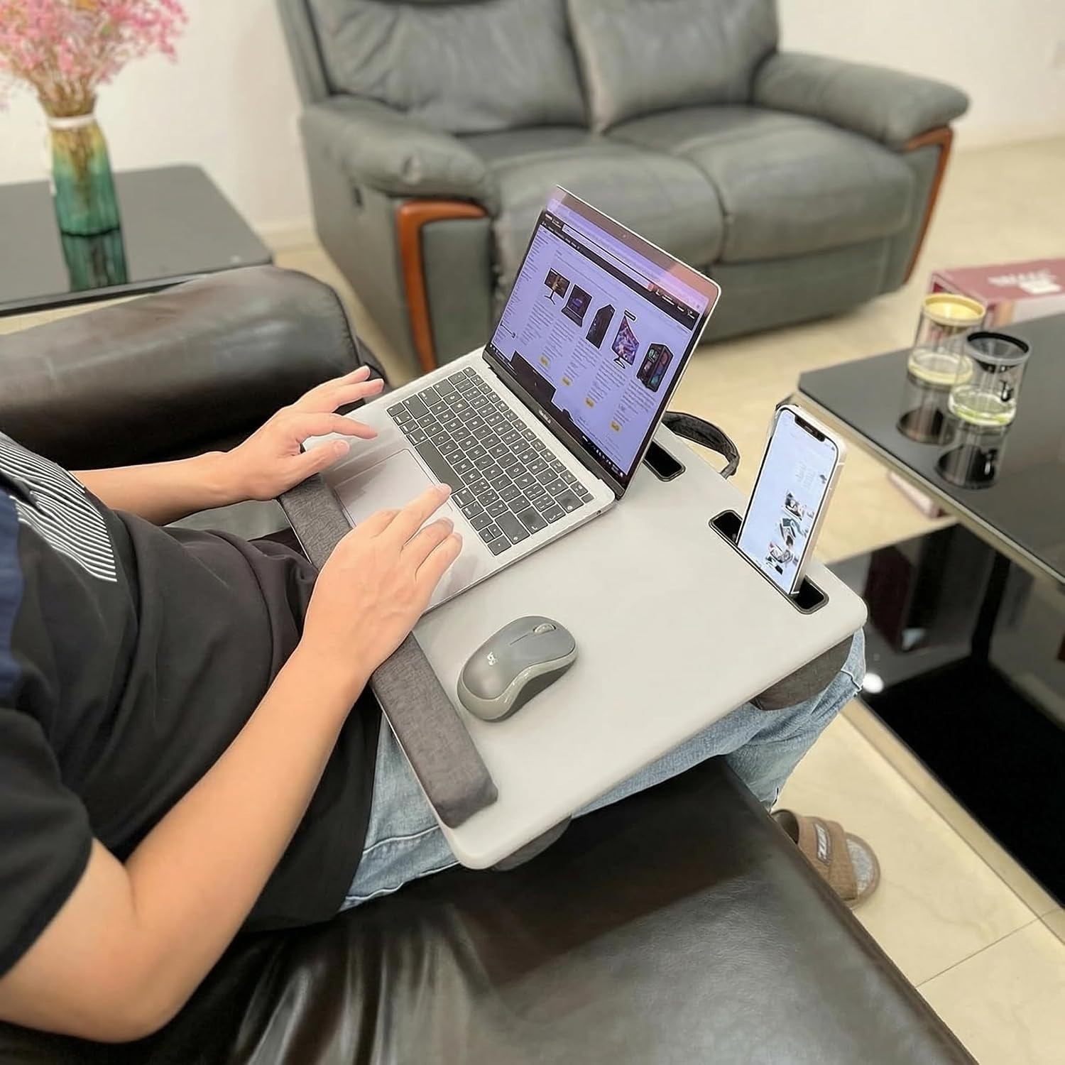 Ergonomic Lap Desk with Mouse Pad and Wrist Rest