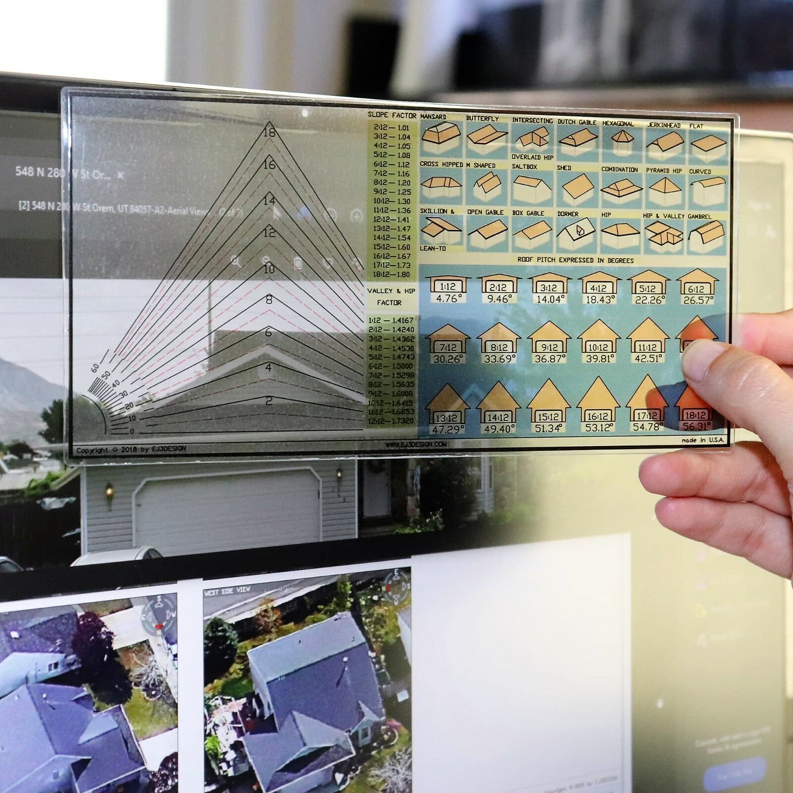Customizable Roof Pitch Gauge for Computer Screen – Rectangular Acrylic Shape