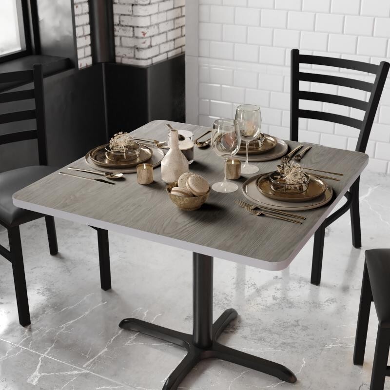 36" Square Restaurant Table Top with White or Gray Reversible Laminate Top
