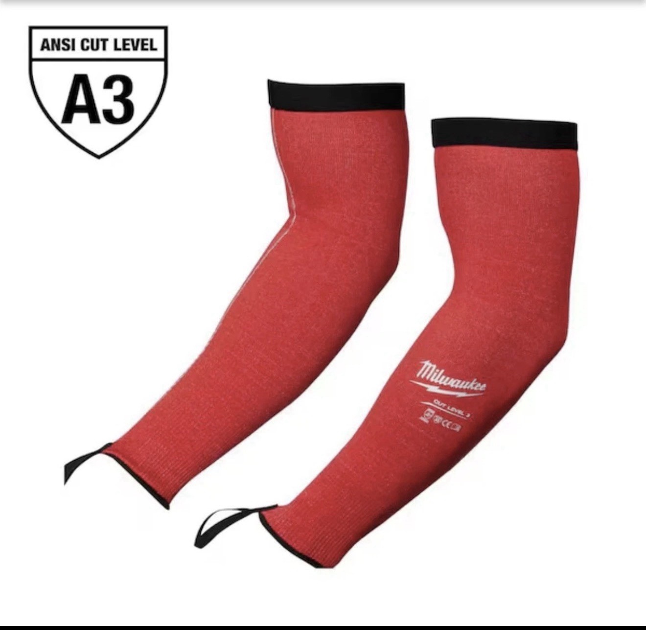 Milwaukee 16 In. Red Level 3 Cut Resistant Protective Sleeves, 48-73-9030