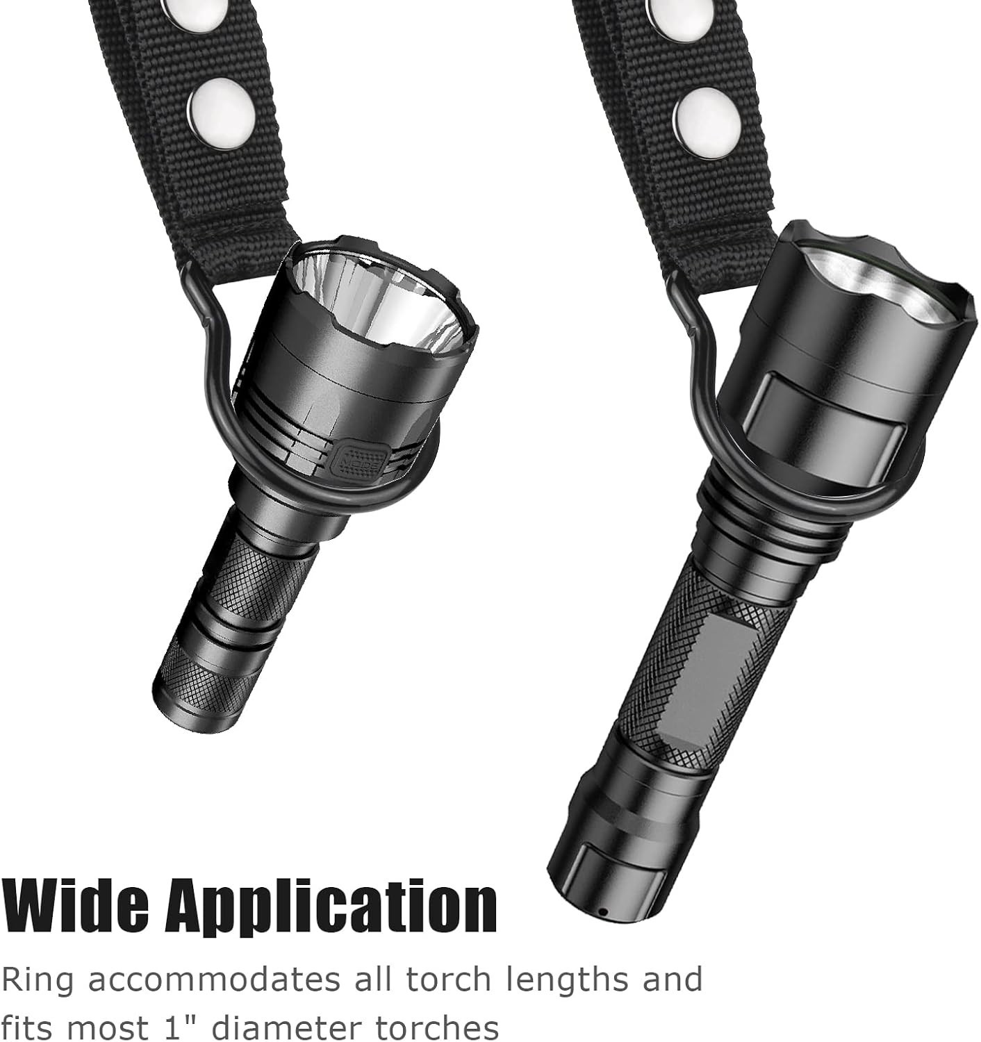 Portable D/C Cell Flashlight Ring Holder with Durable Clip for Duty Belts