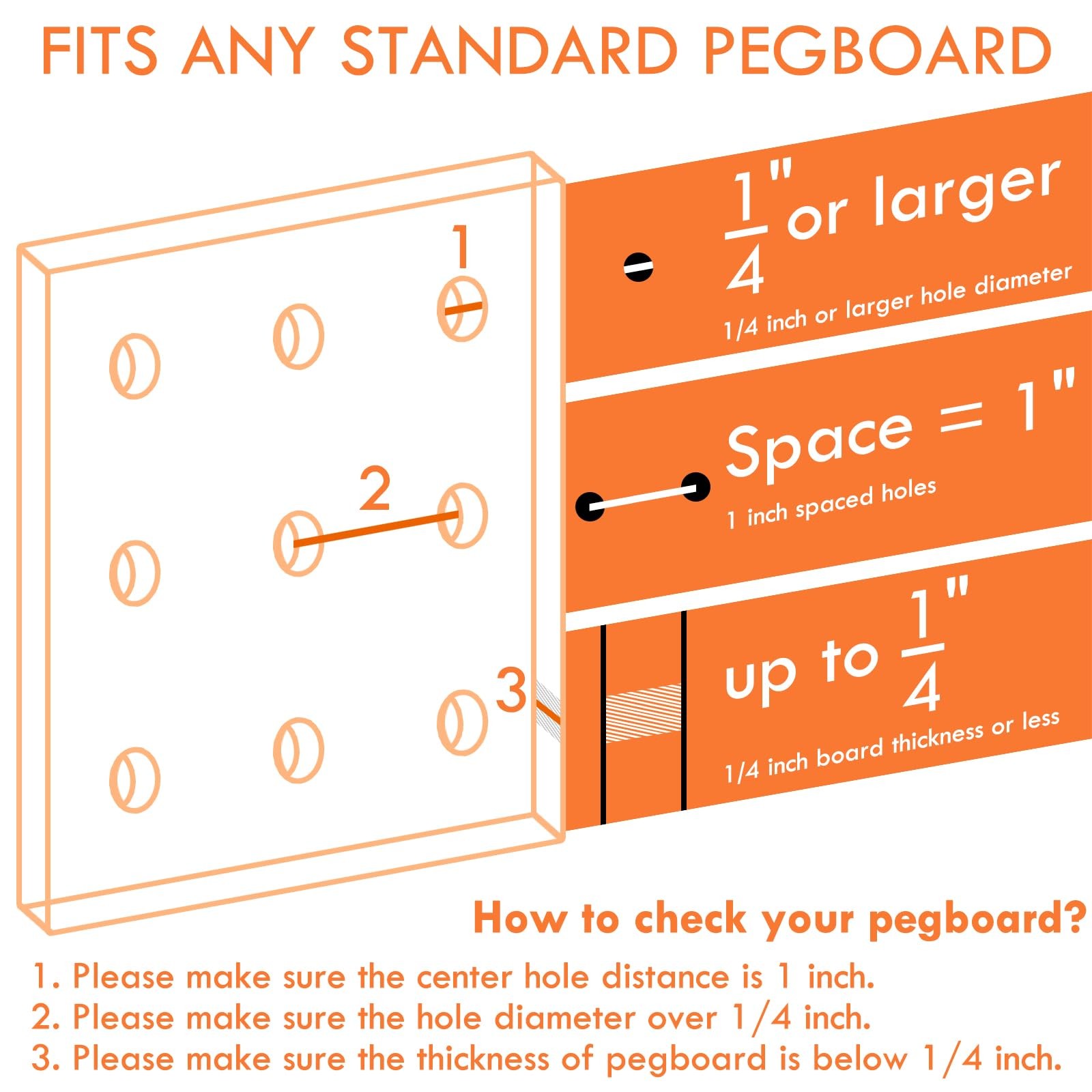 8-Pack Pegboard Hooks Peg Board Tool Utility Hooks & Hangers Fit 1/4" Pegboards