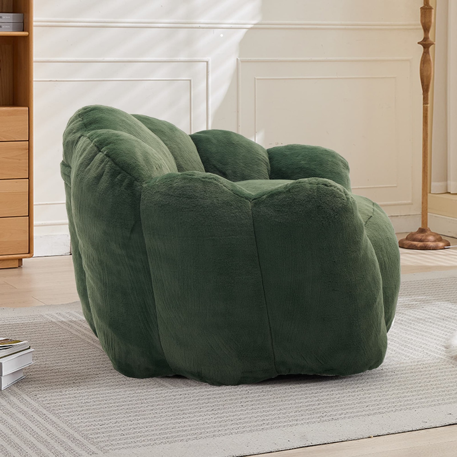 Green Lotus Compression Sofa Bean Bag Pull Ring Portable Living Room Bedroom