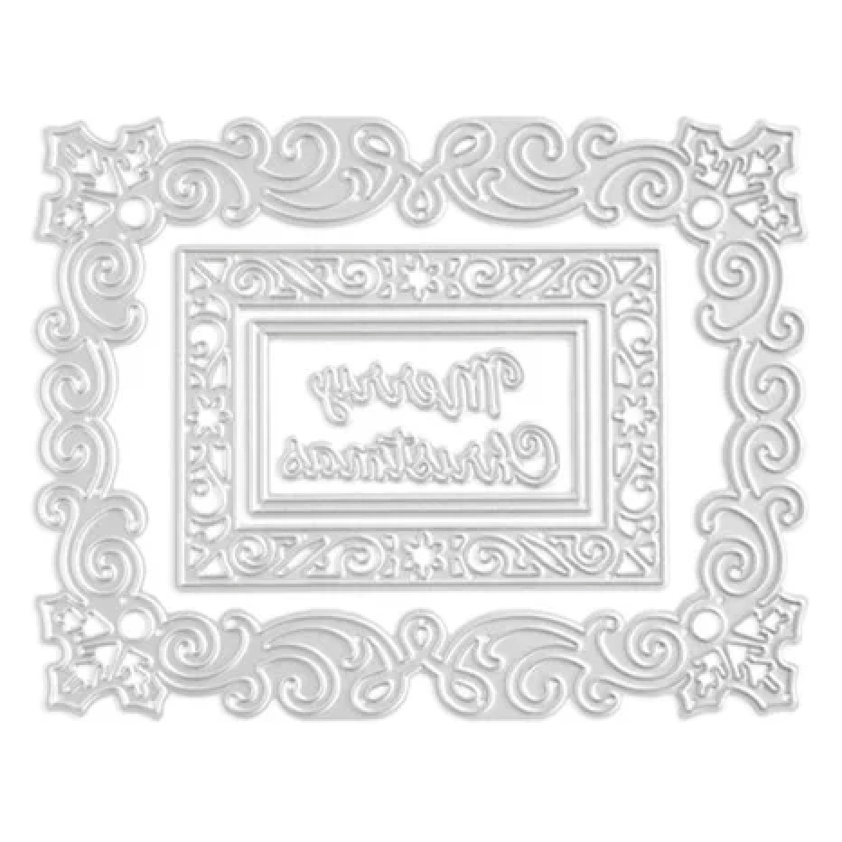 Recollections Merry Christmas Cutting Dies Holidays Winter 5 pc set w/ 3 Frames