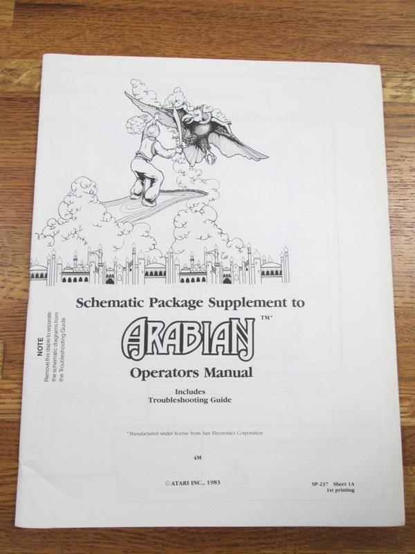 1983 Atari ARABIAN Schematic Pack Supplement to Operation Manual SP-237