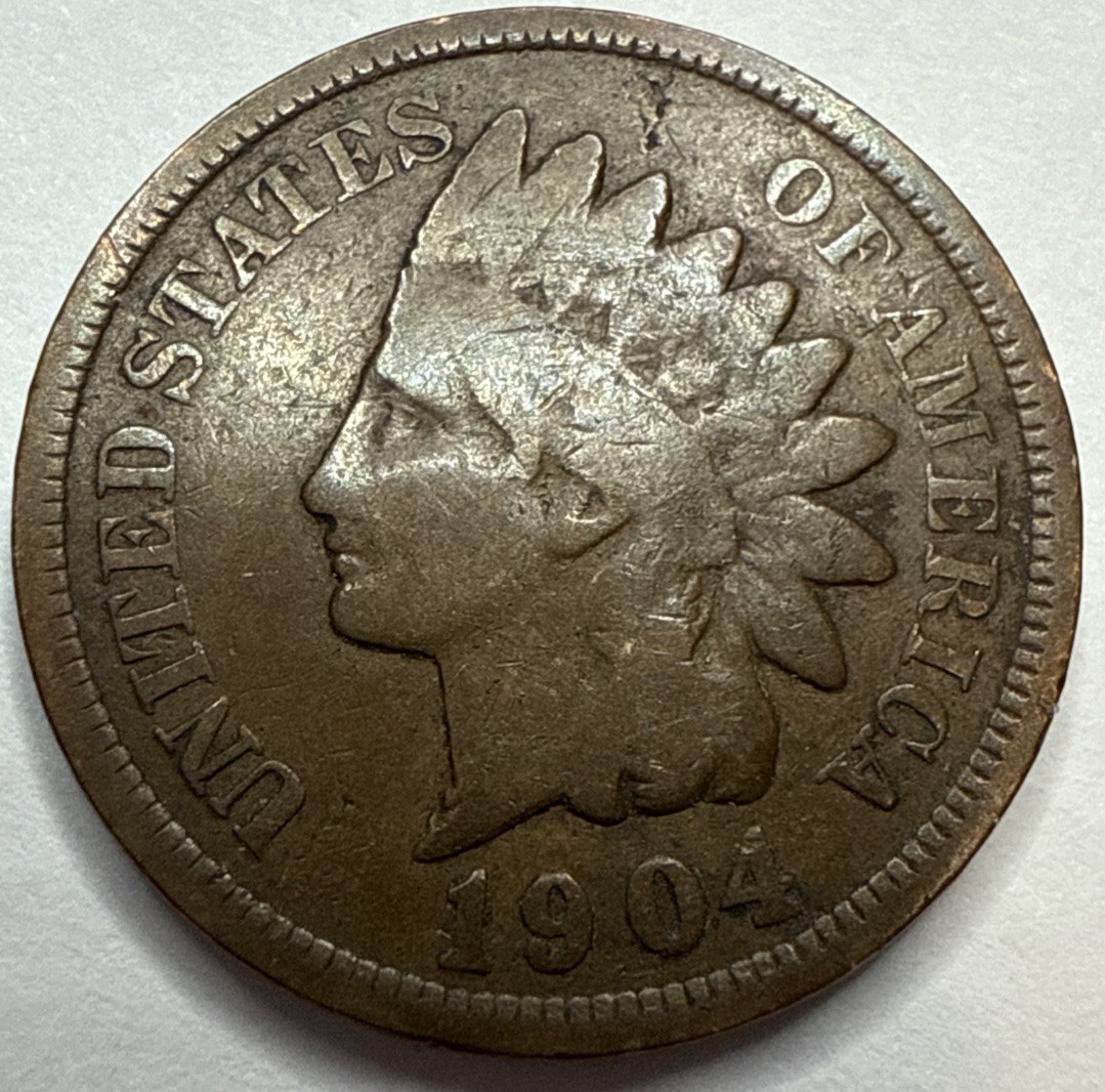 1904 Average Circulated AG-VG Indian Head Cent (One Coin)