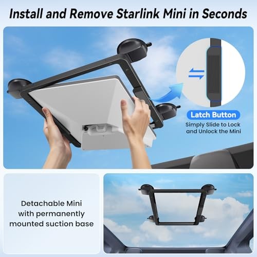 Starlink Mini Suction Cup Mount, Starlink Mini Mount with Quick-Release Design