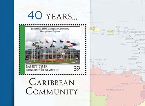 Mustique 2013 - Caribbean Community - Souvenir Stamp Sheet - MNH