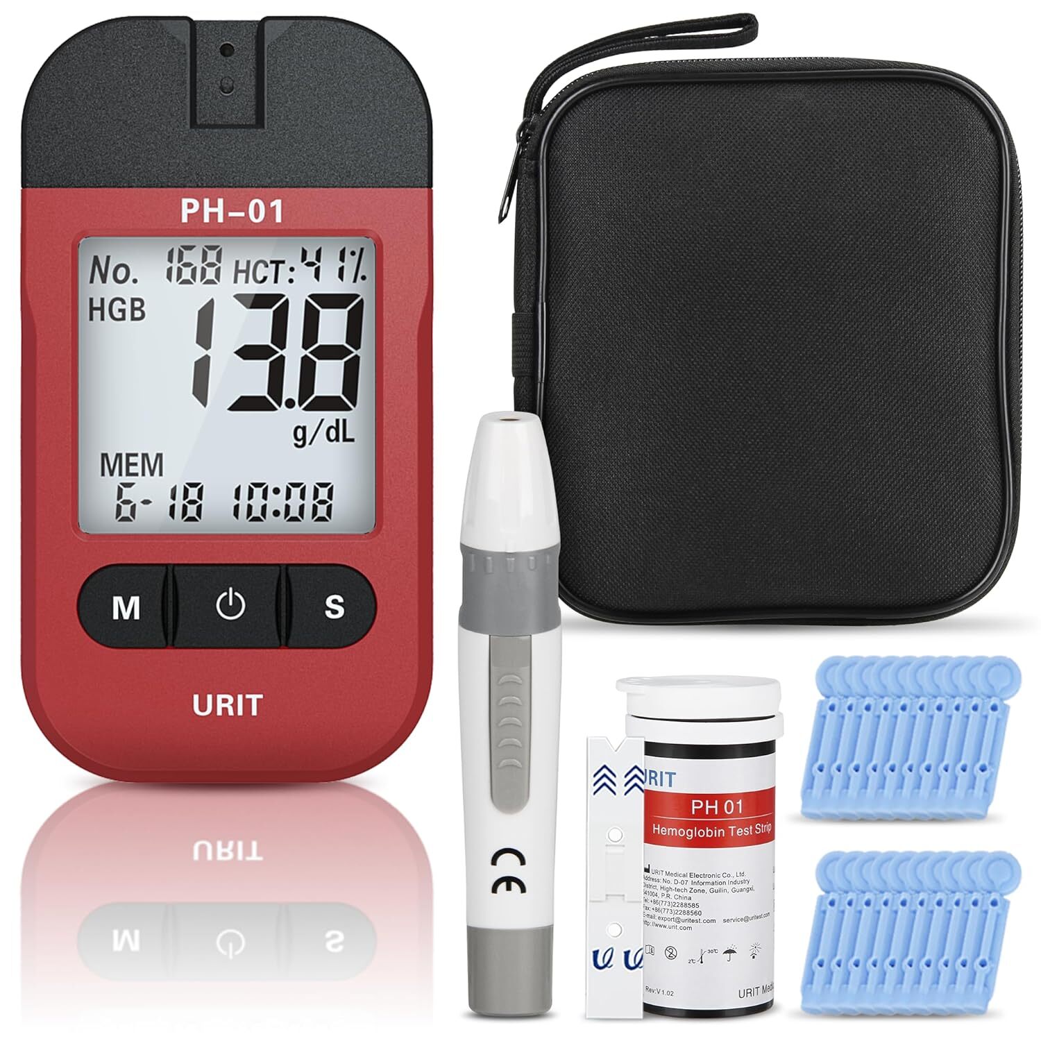 URIT Home Blood Hemoglobin Test Kit + 25 Test Strips，Anemia test，Heme analysis