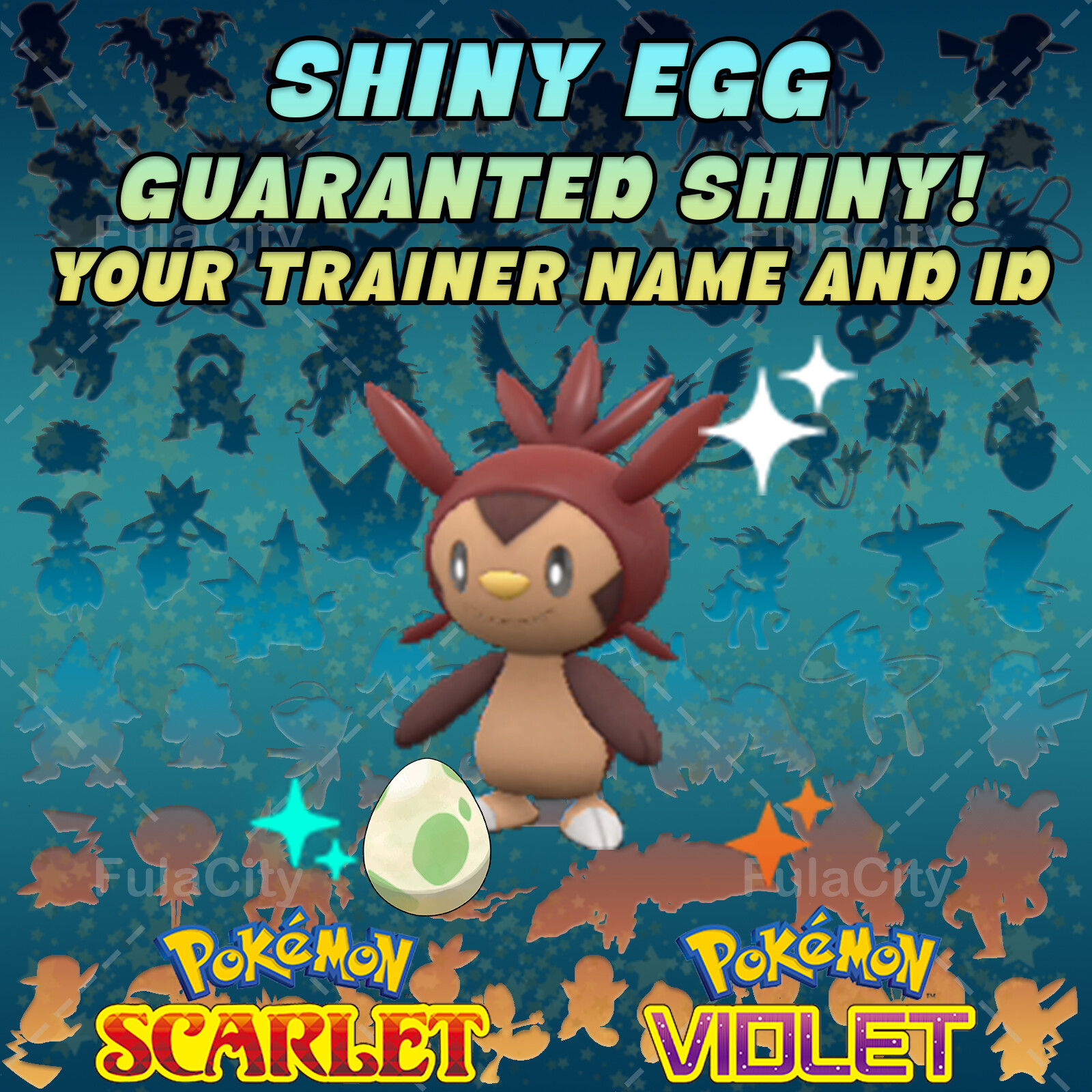 CHESPIN POKEMON SCARLET VIOLET ✨ SHINY EGG 6 IV ✨ CUSTOM AVAILABLE ✨