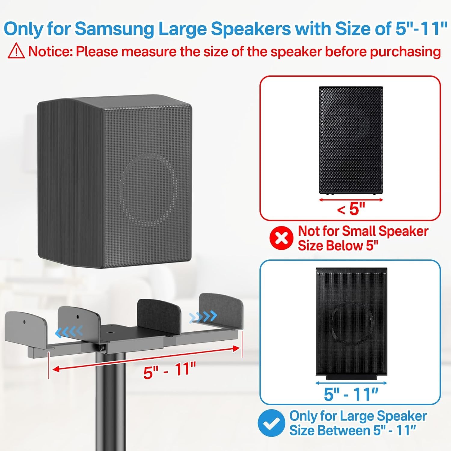 Height Adjustable Speaker Stands for Samsung HW Q990D/Q990C/Q930C - Heavy-Duty F