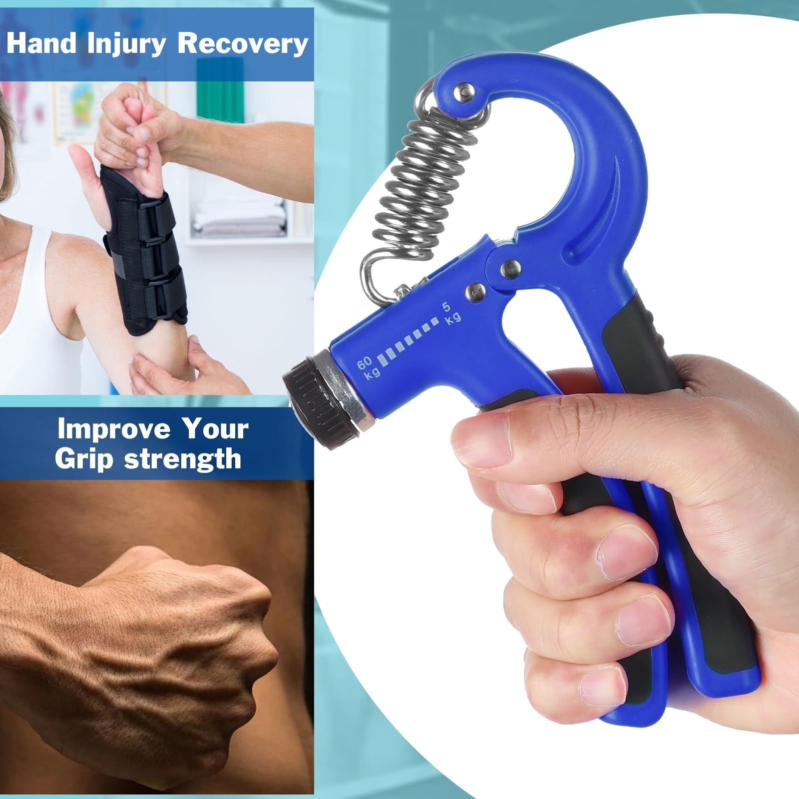 Adjustable Grip Strength Trainer, Forearm Exerciser 11132 lbs, Hand Gripper S...