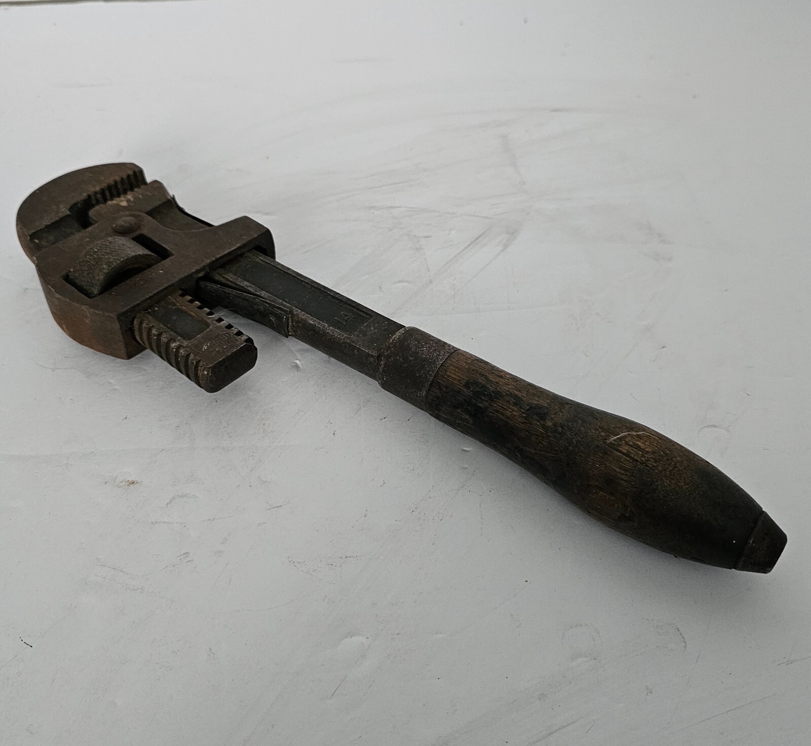 Vintage Pexto Pipe Monkey Wrench #14  Made in U.S.A. Wood Handle - Works!