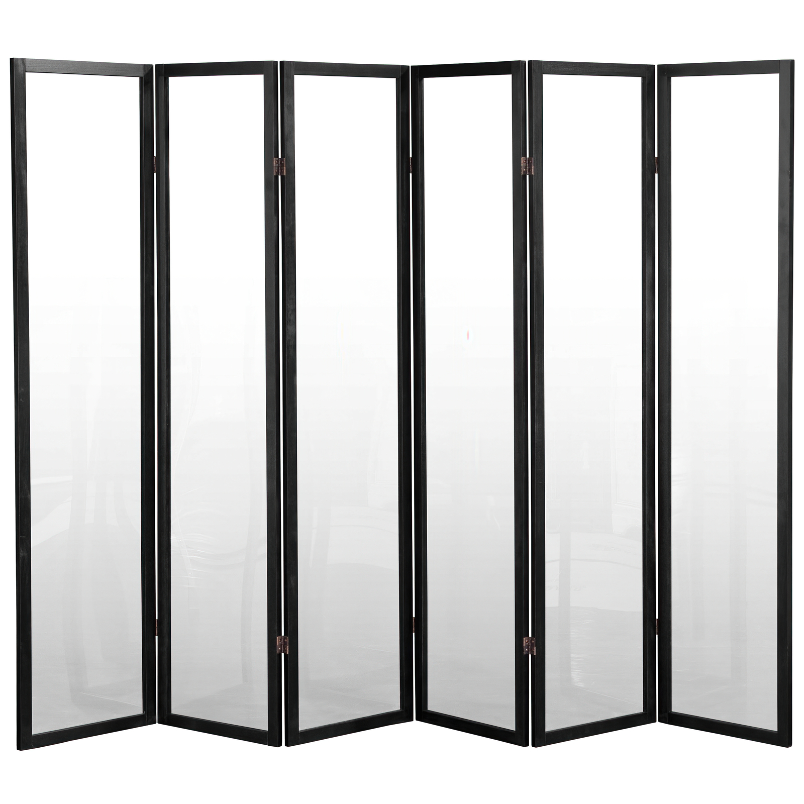 6 ft. Tall Clear Plastic Partition Black 6 Panel
