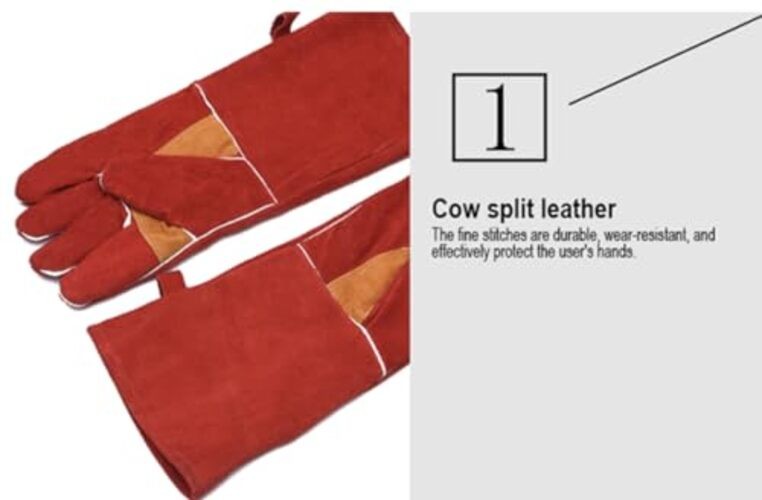 Edward Tools Pro Leather Welding Gloves 16” - Forearm Heat/Fire Resistant