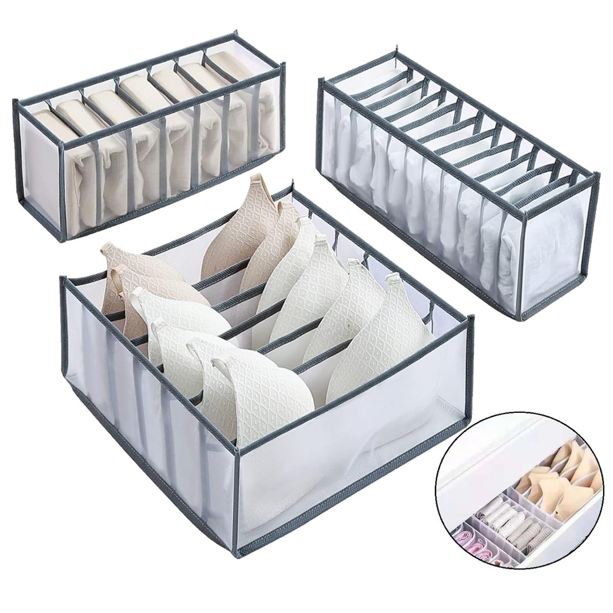 3Pcs Underwear Compartment Organizer