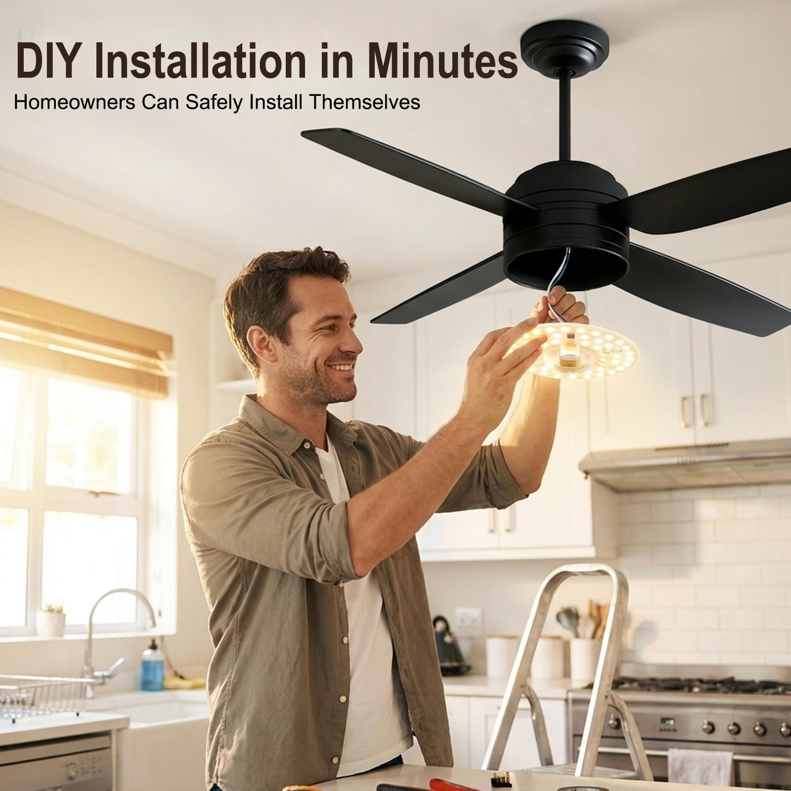 Ceiling Fan Light , 6.2" Dimmable Panel with 3 Color Temperature Options 3000...