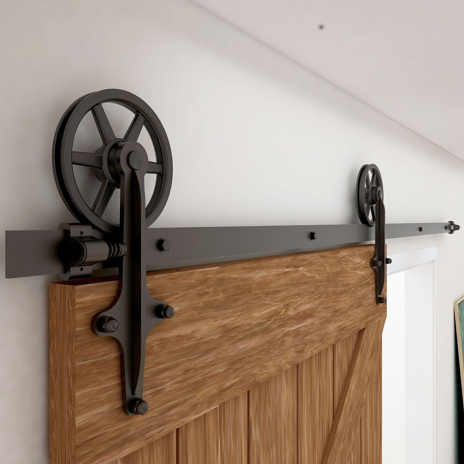 CCJH 5-15FT Sliding Barn Door Hardware Closet Track Kit for Single/Double Door