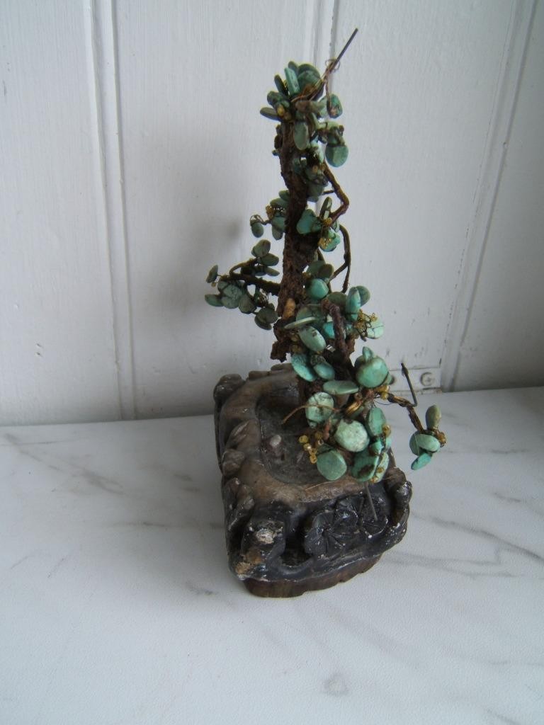 ANTIQUE CHINESE TURQUOISE GEMSTONE BONSAI TREE