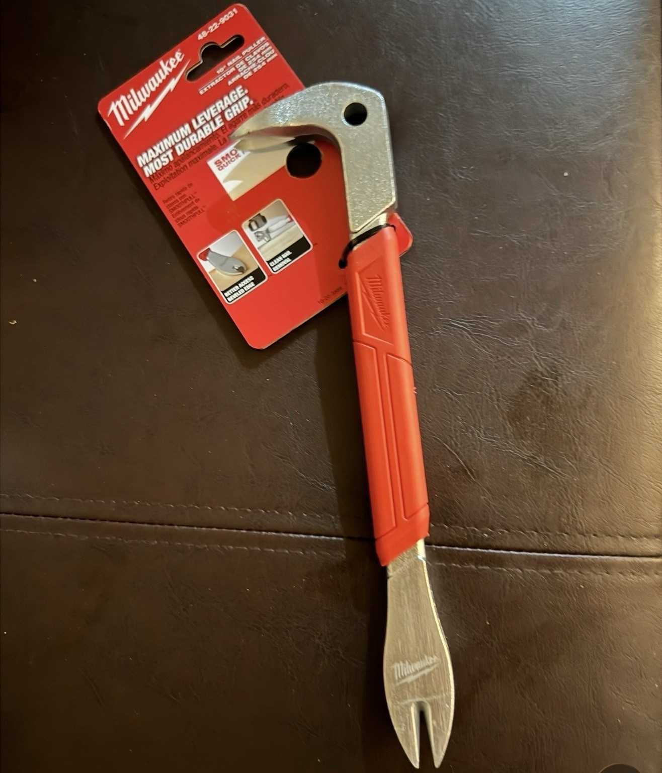 Milwaukee 48-22-9031 10 in Nail Puller Pry Bar, Steel, Red Handle
