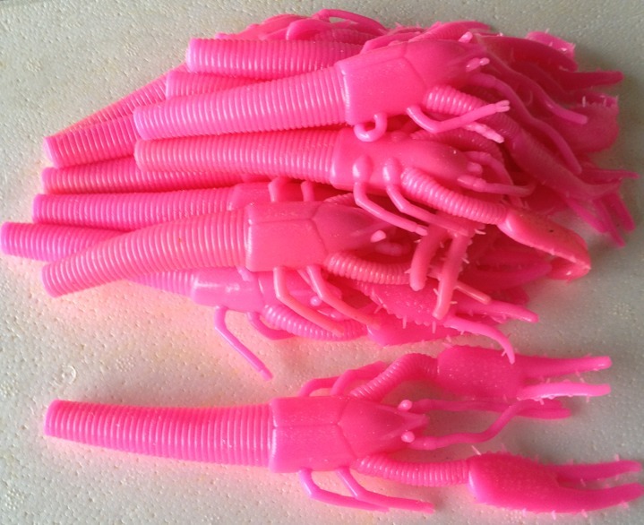 (14) WAVE WORMS 7" TIKI-LOBSTER BULK HUGE CRAWFISH LURE BUBBLEGUM PINK BULK NEW