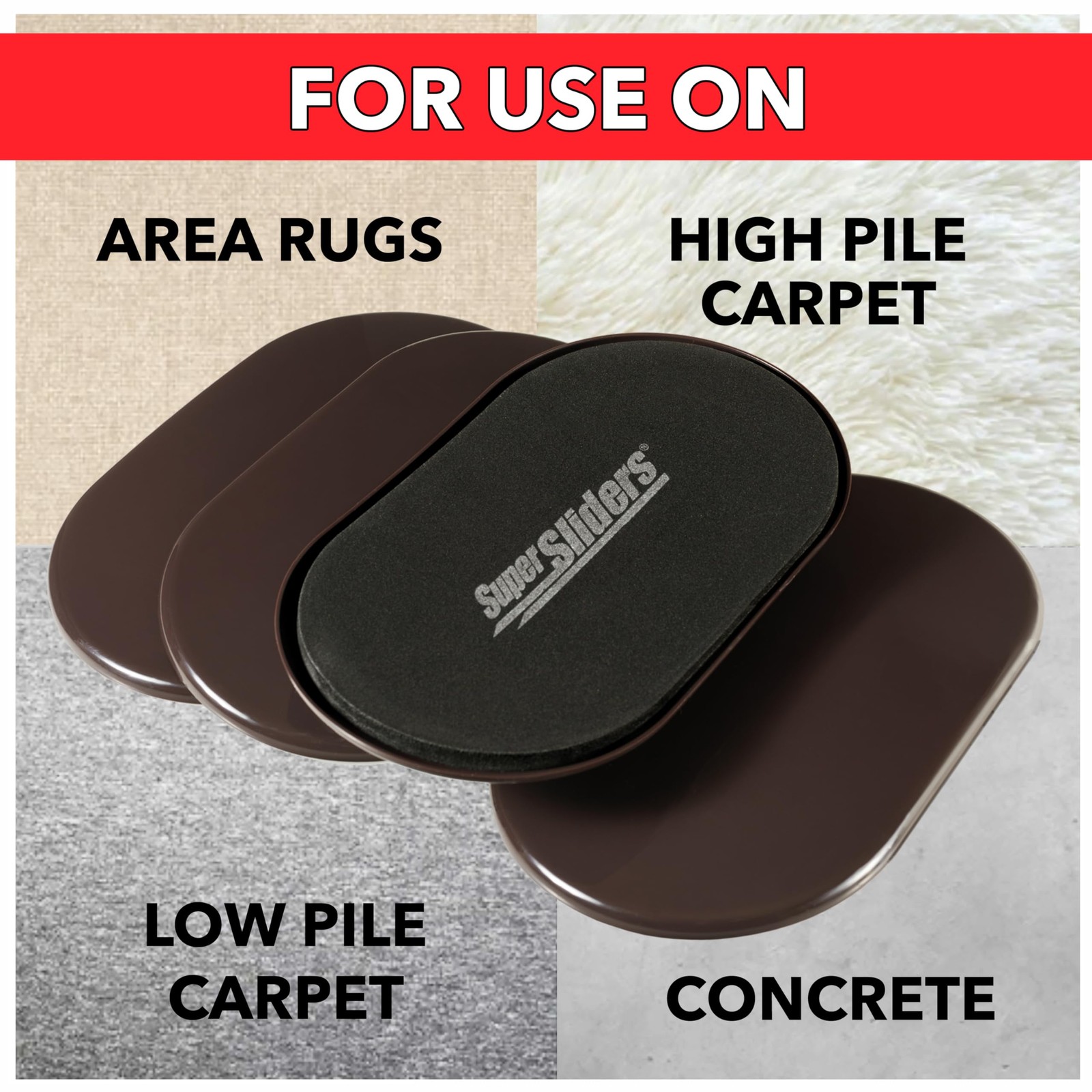 5-3/4" x 9-1/2" XL Oval Reusable Furniture Sliders for Carpet, Anti-Slip Prot...