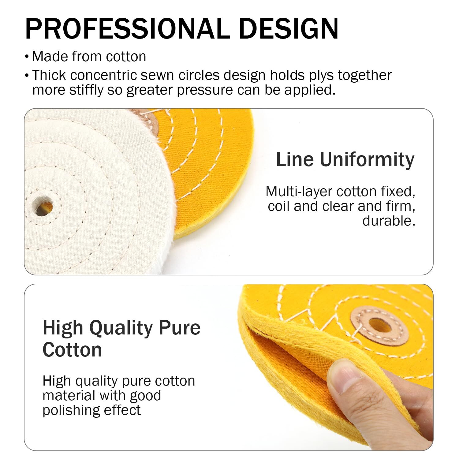6inch Buffing Polishing Wheels 1/2" Arbor Hole,Soft/Fine/Medium for Bench Gri...
