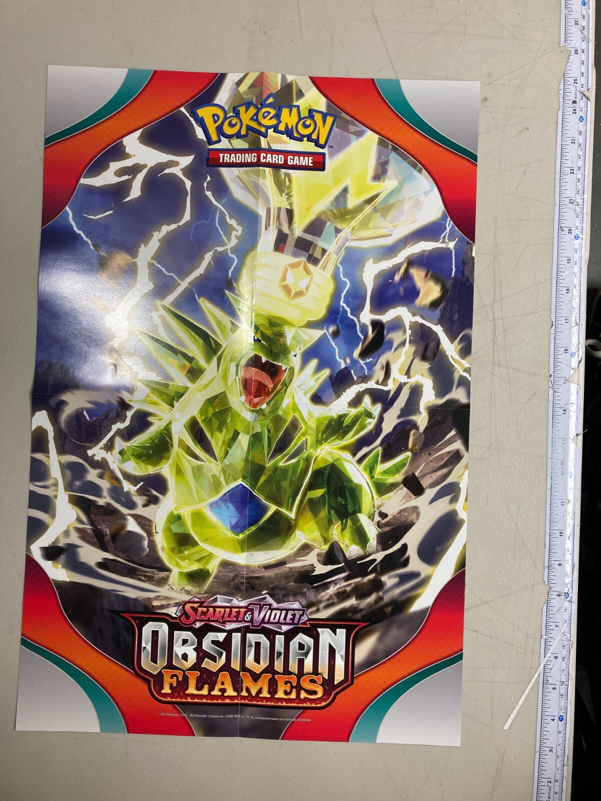 Pokemon Folded Poster/Book Cover Obsidian Flames Promo TyranitarEX 22" x 14"