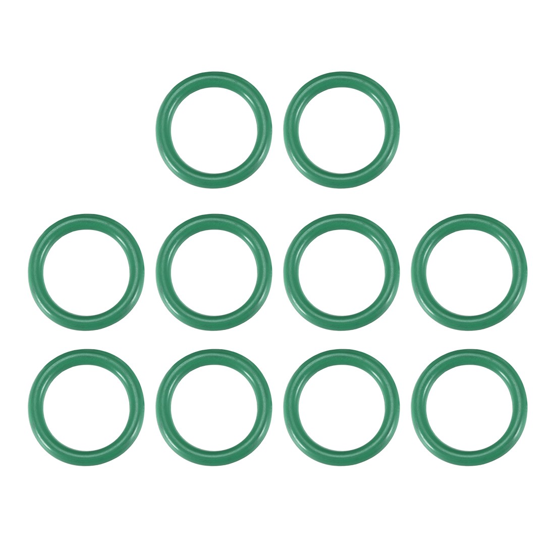 Fluorine Rubber O Rings, 15mm OD, 11mm I.D, 2mm Width, Seal Gasket Green 10Pcs