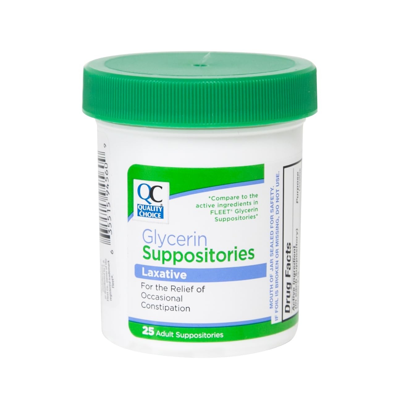 Quality Choice Fast-Acting Adult Glycerin Suppositories for Occasional Clear