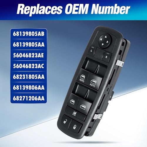 Window Switch, Left Door Master Power Window Switch Fit for 2011-2019 Dodge
