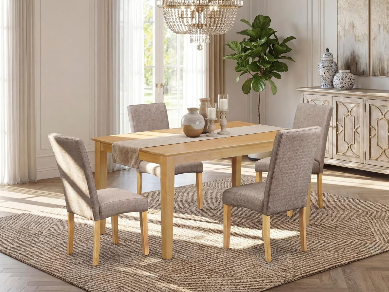 CADR5-OAK-16 5 Piece Dining Room Furniture Set Includes a Rectangle Dining Table